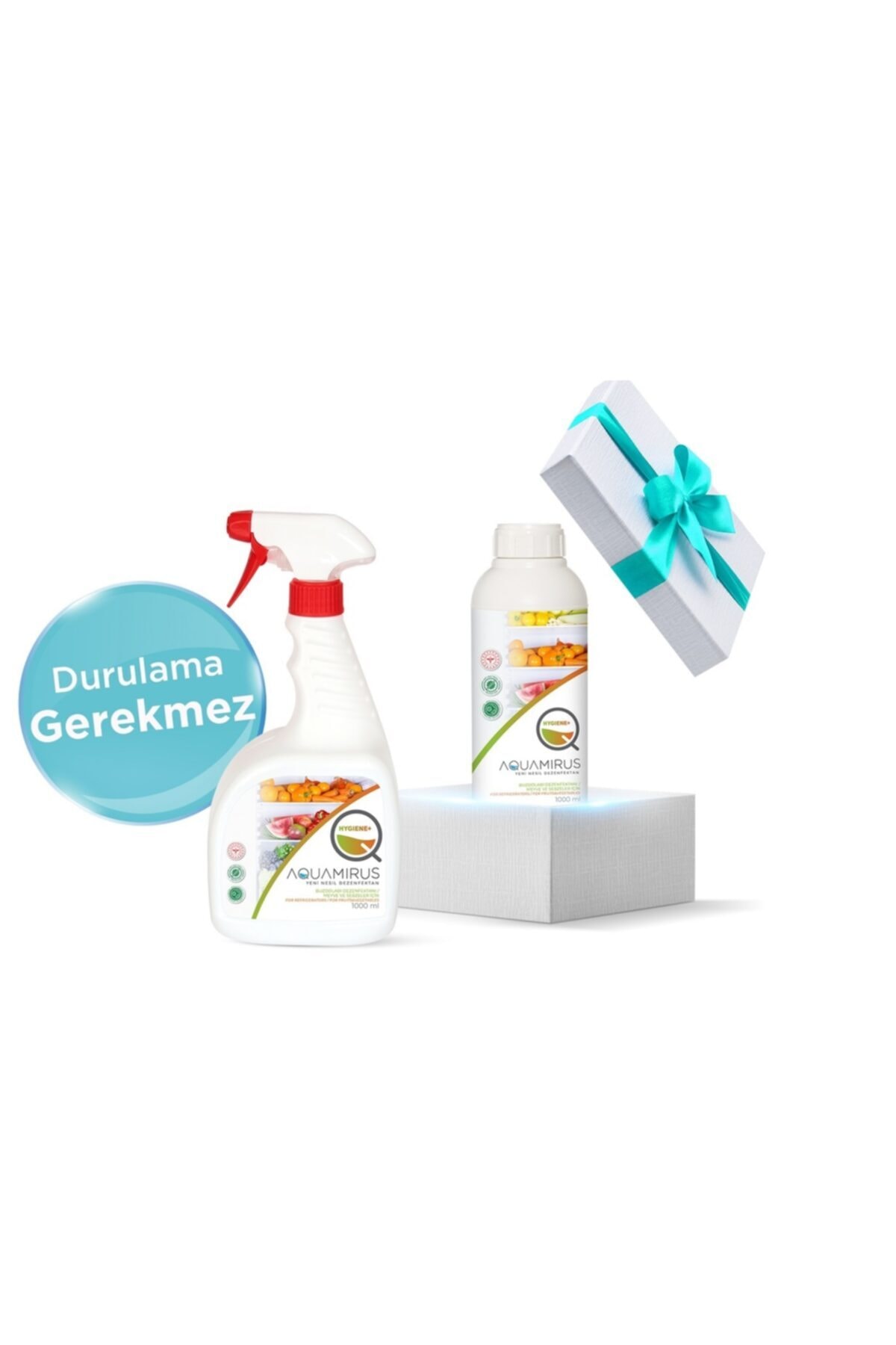 AQUAMIRUS Buzdolabı (MEYVE VE SEBZE) Dezenfektanı/ Hipokloröz 1 Litre Sprey  1 Litre Refil (DOLDURULABİLİR)