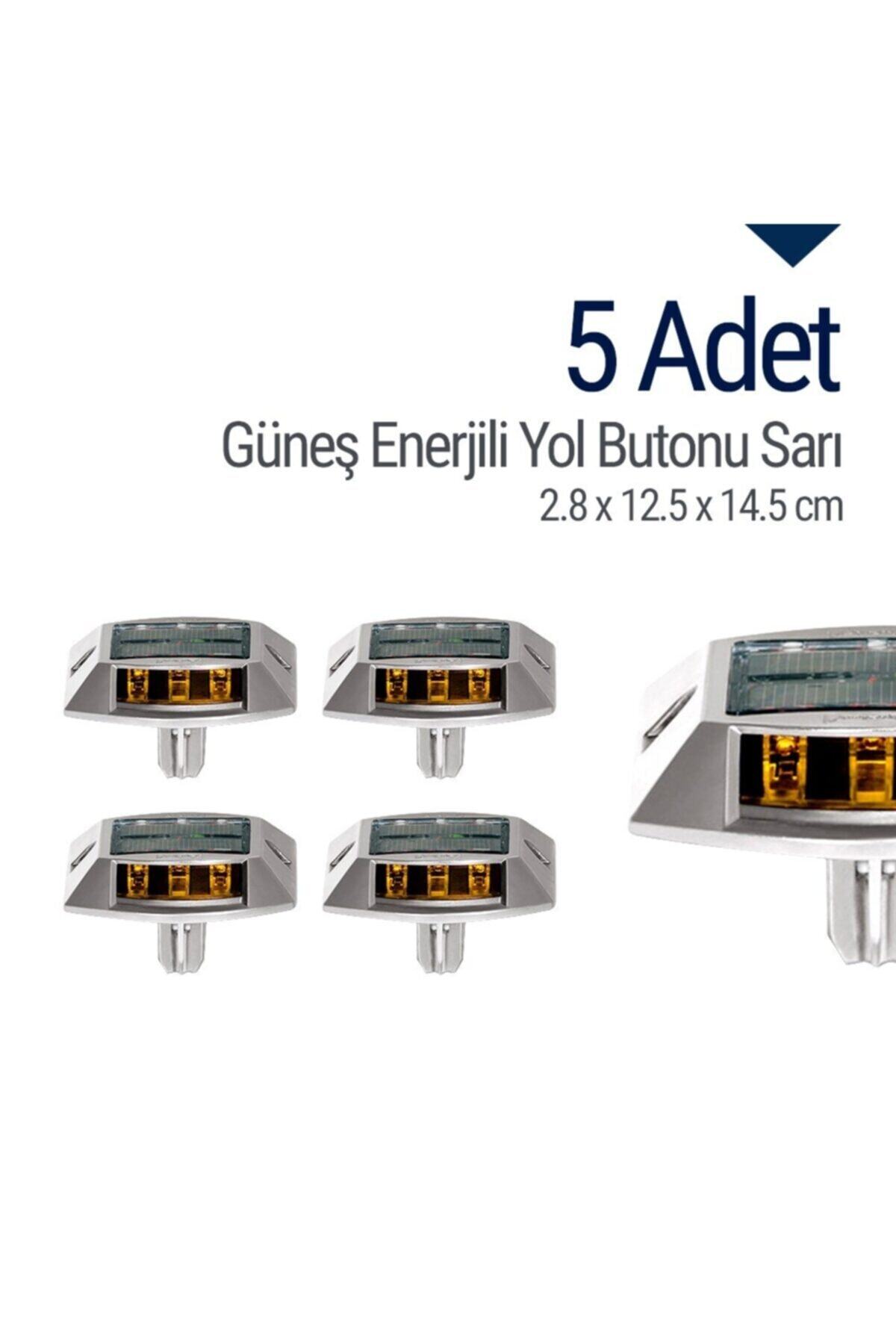 İleri Trafik 5'li Set Güneş Enerjili Yol Butonu Sarı, Solar Çakar Buton