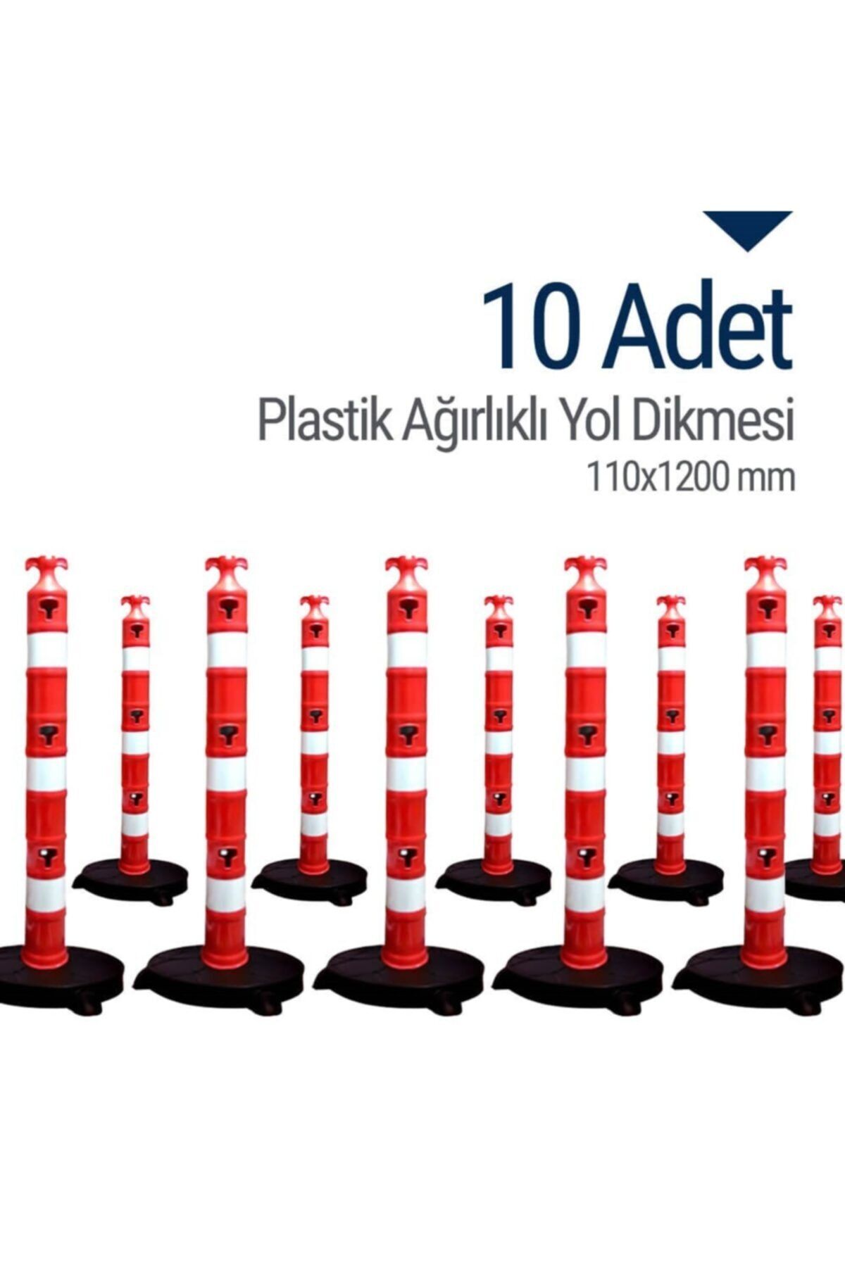 İleri Trafik Plastik Ağırlıklı Yol Dikmesi 110x1200 Mm 10'lu Set