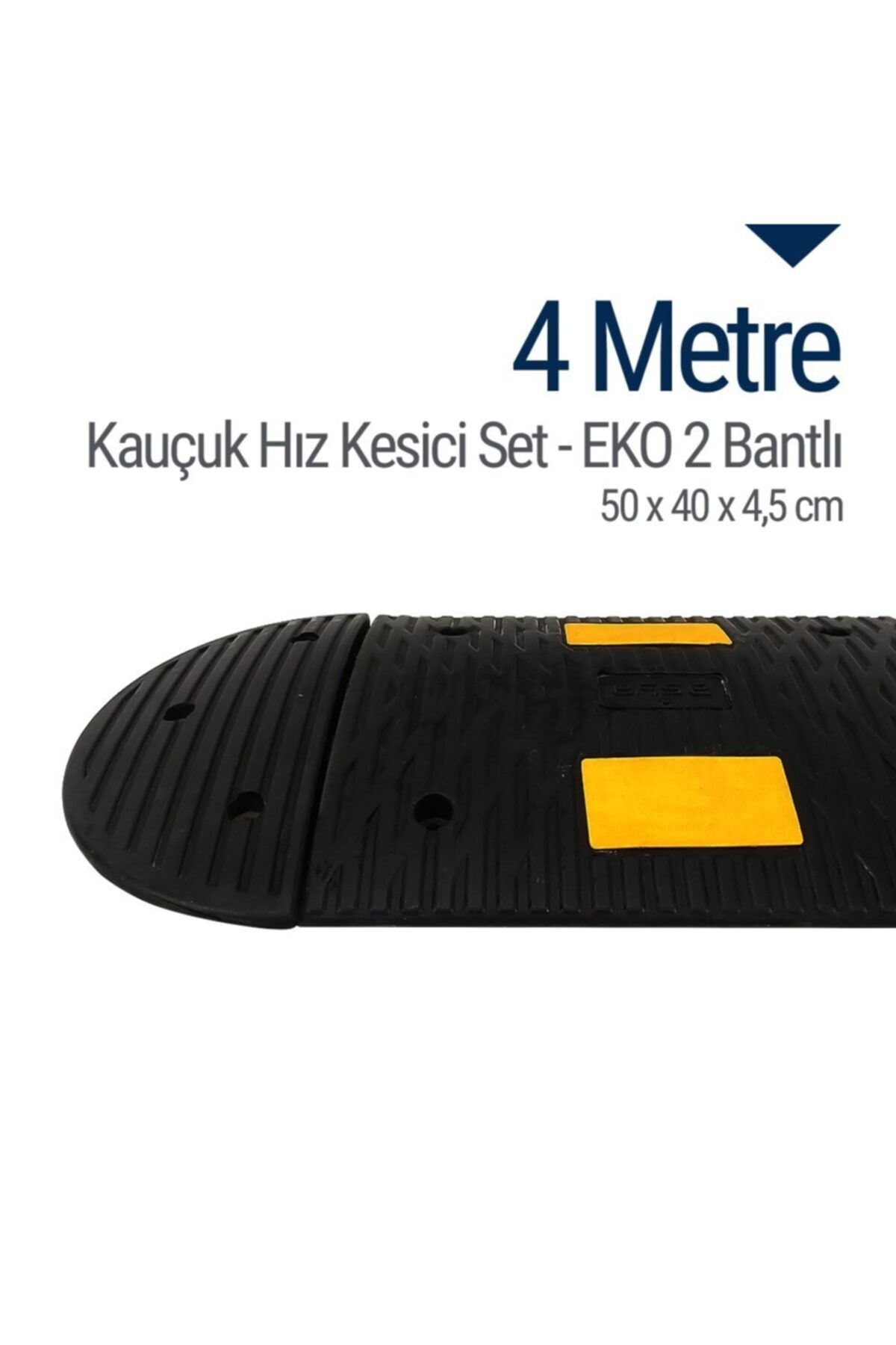 İleri Trafik Kauçuk Hız Kesici, Yol Kasisi 50 X 40 X 4,5cm - Eko 2 Bantlı - 4 Metre