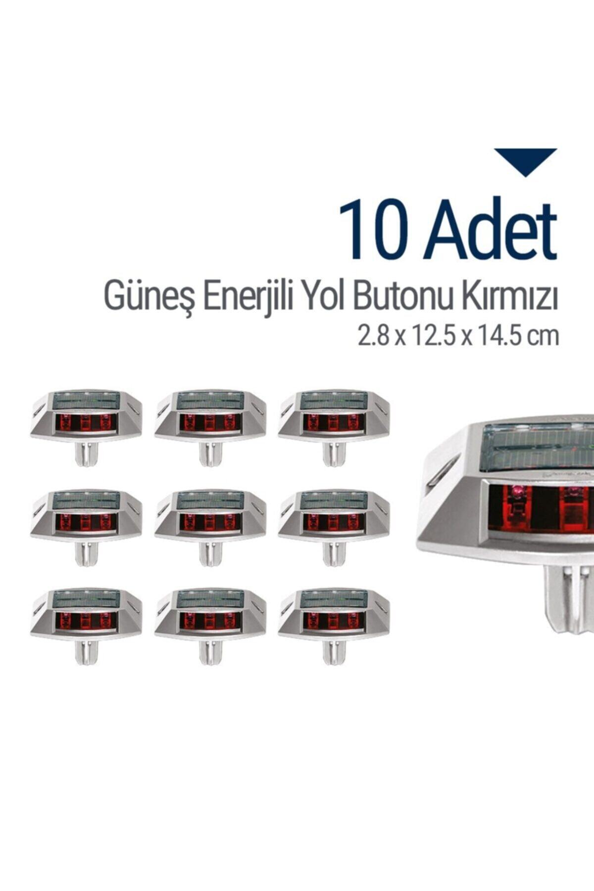 İleri Trafik 10`lu Set Güneş Enerjili Yol Butonu Kırmızı, Solar Çakar Buton