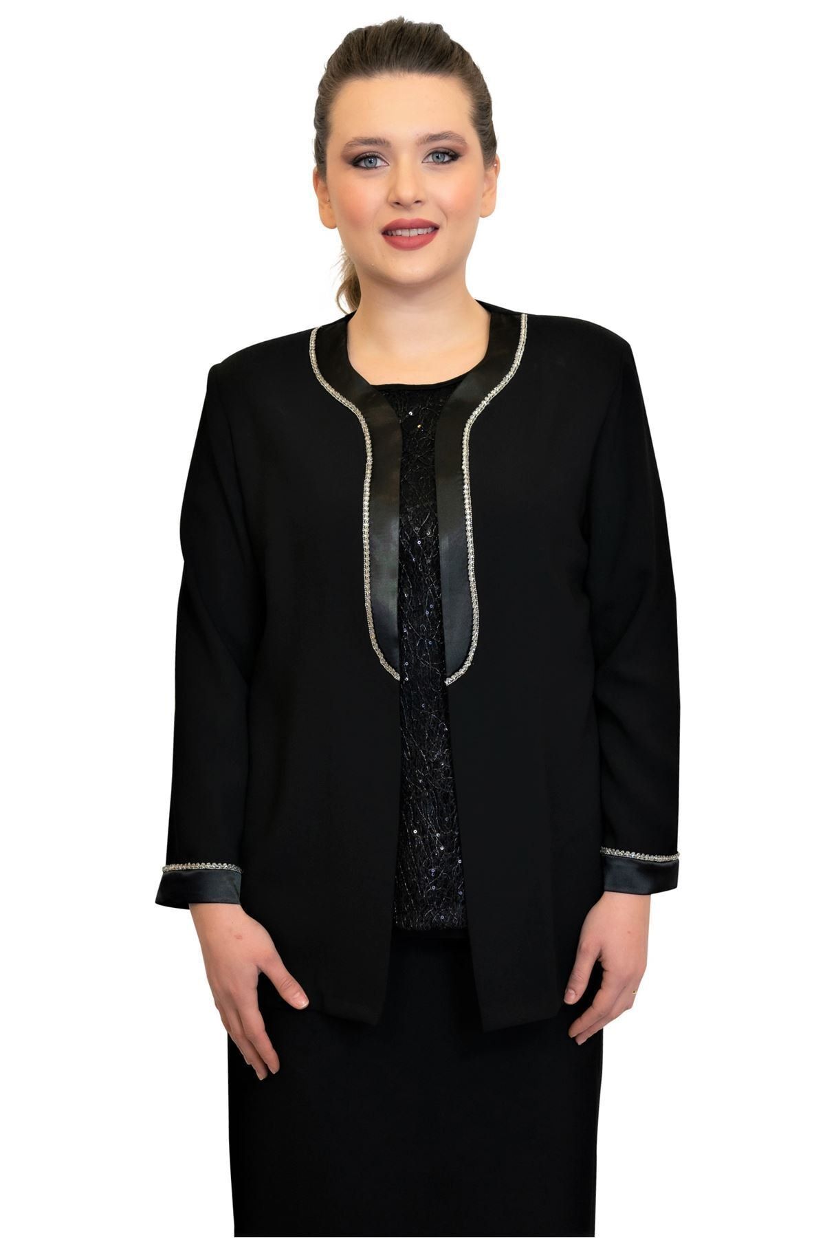 OLEA XXL Büyük Beden Abiye Takım 3504 Siyah