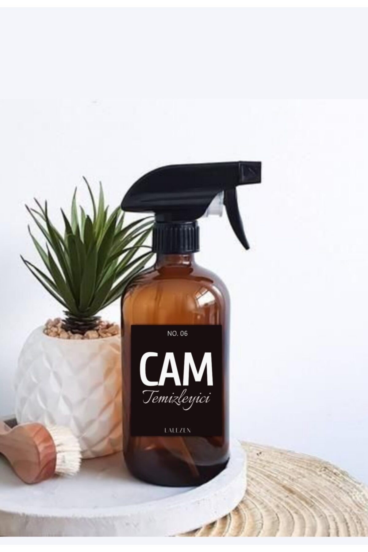 LALEZEN Amber Cam Şişe 500ml Cam Temizleyici Etiketli