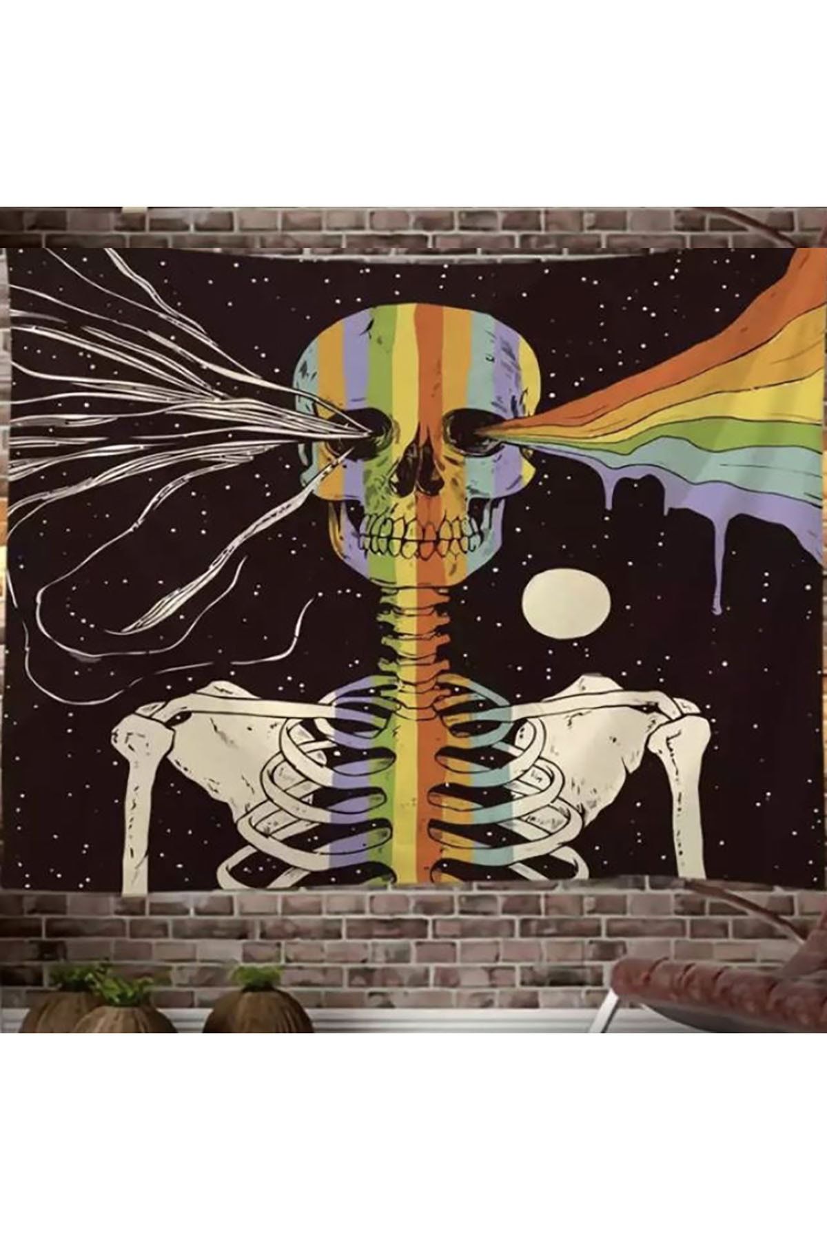 Hayalevi Consept 70x100 cm Rainbow Skull Duvar Halısı