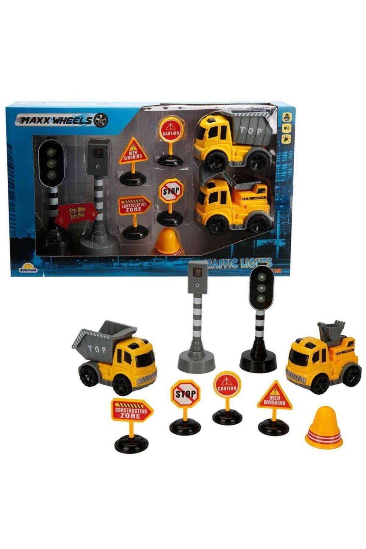 Sunman 2552 Maxx Wheels Sesli Ve Işıklı Arabalı Trafik Işık Seti - Inşaat Araçları