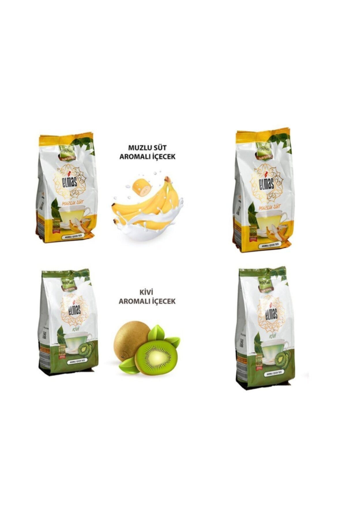 SAMMEY Elmas Sıcak Içecek Tozu Muzlu Süt Aromalı + Kivi Aromalı Net 600 Gr