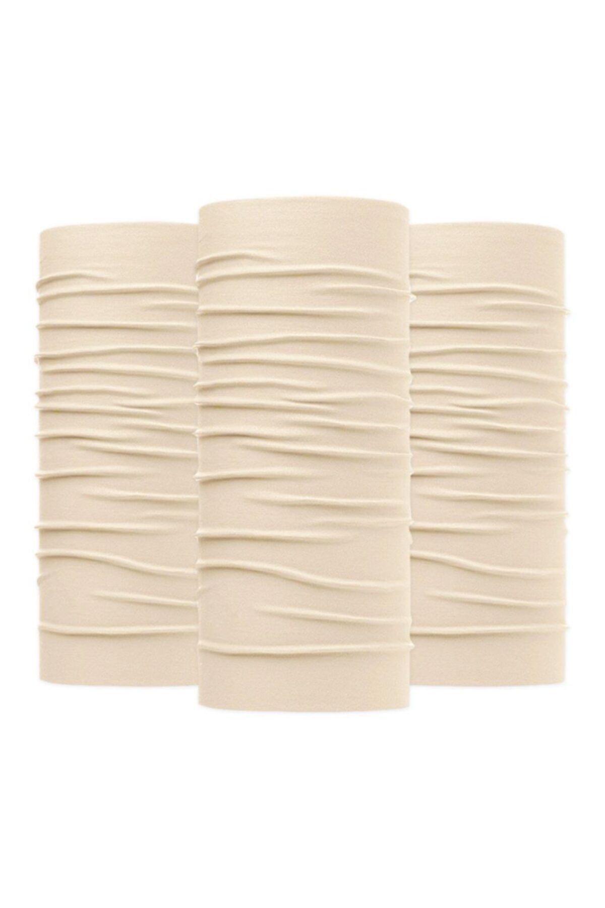 Knmaster Light Beige Buff Bandana Boyunluk Maske Saç Bandı 3'lü Paket