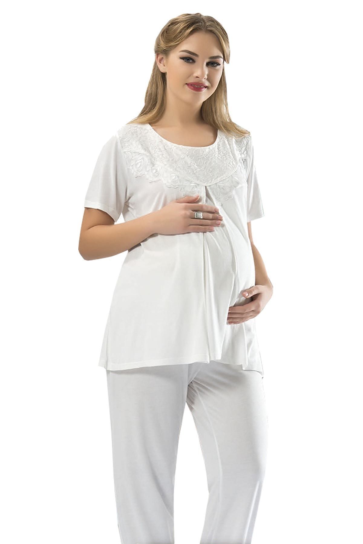 sare design 1606 Lohusa Pijama Takımı Beyaz