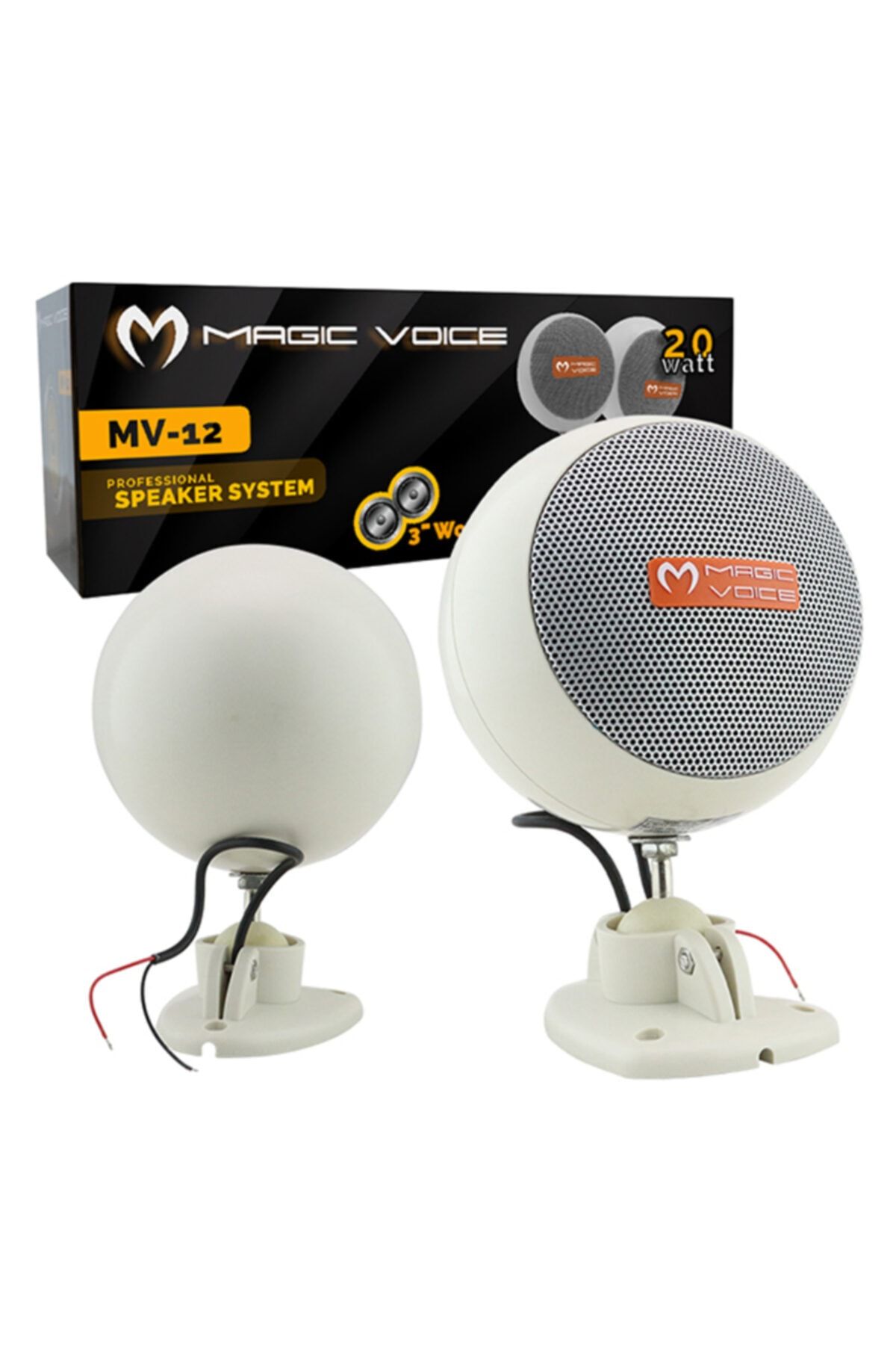 Angel Of Life Magıcvoıce Mv-12 7.5 Cm 20 Watt Beyaz Sütun Sarkık Hoparlör 2li Takım Trafosuz