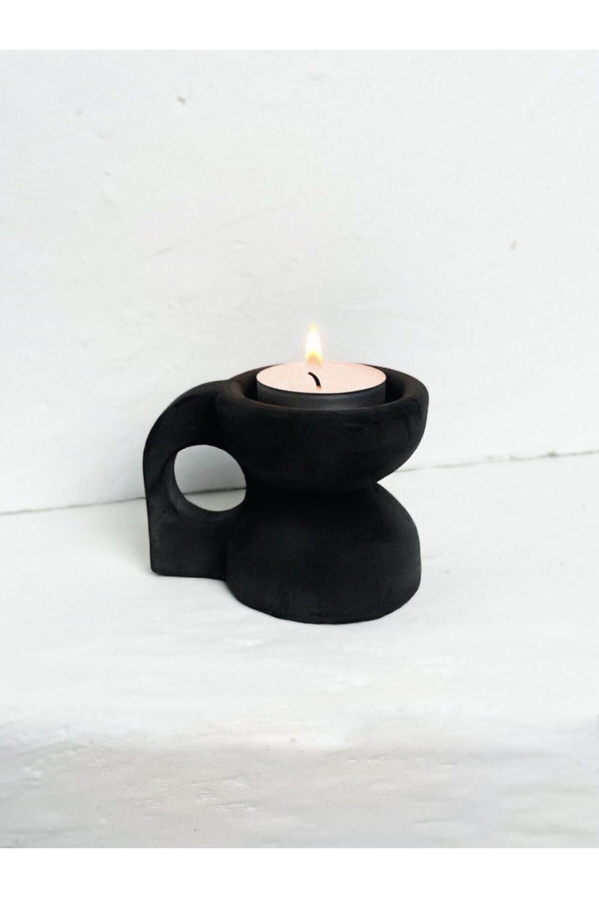 BLANJ Mug Antrasit Kulplu Tealight Mumluk Yılbaşı