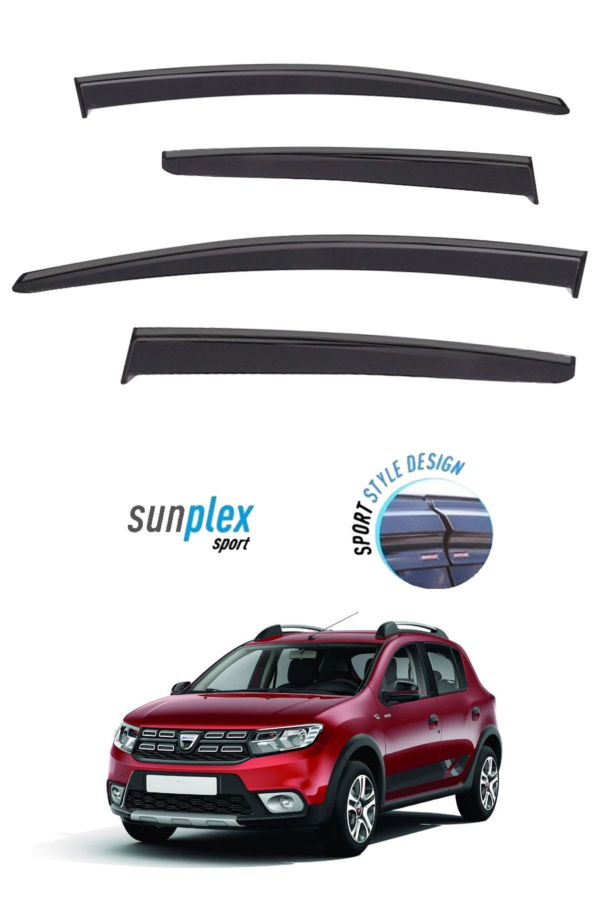 SUNPLEX Dacia Sandero Stepway Araca Özel Cam Rüzgarlığı Marka Mugen 4'lü