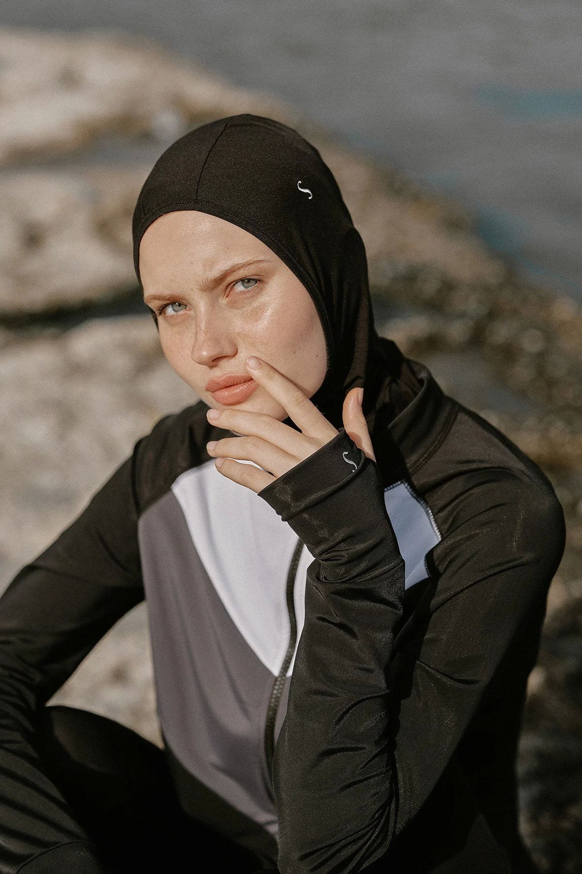 Suud Collection Siyah Spor Poliamid Elastan Bone