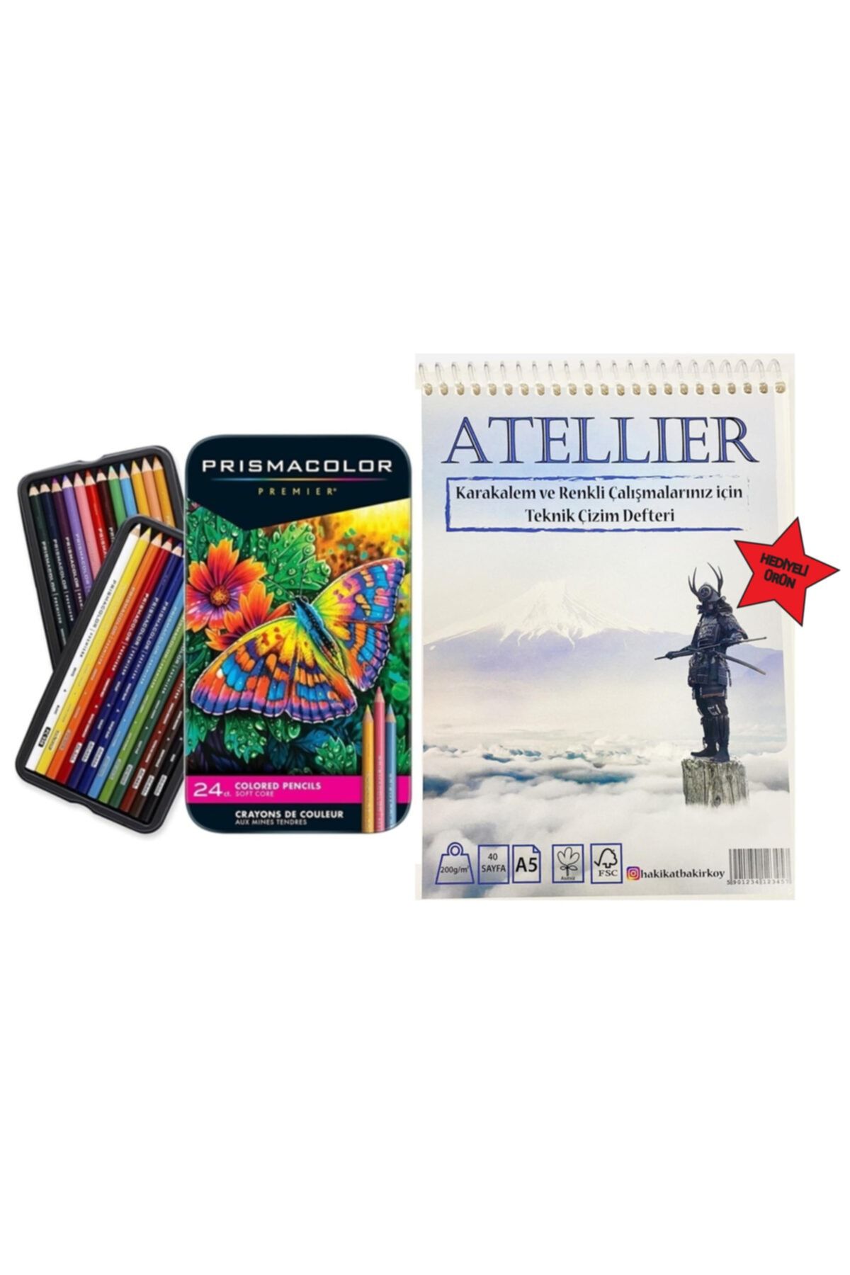 Prismacolor Prismacolour Premier 24'lü Kuru Boya Seti Çizim Defteri Hediyeli