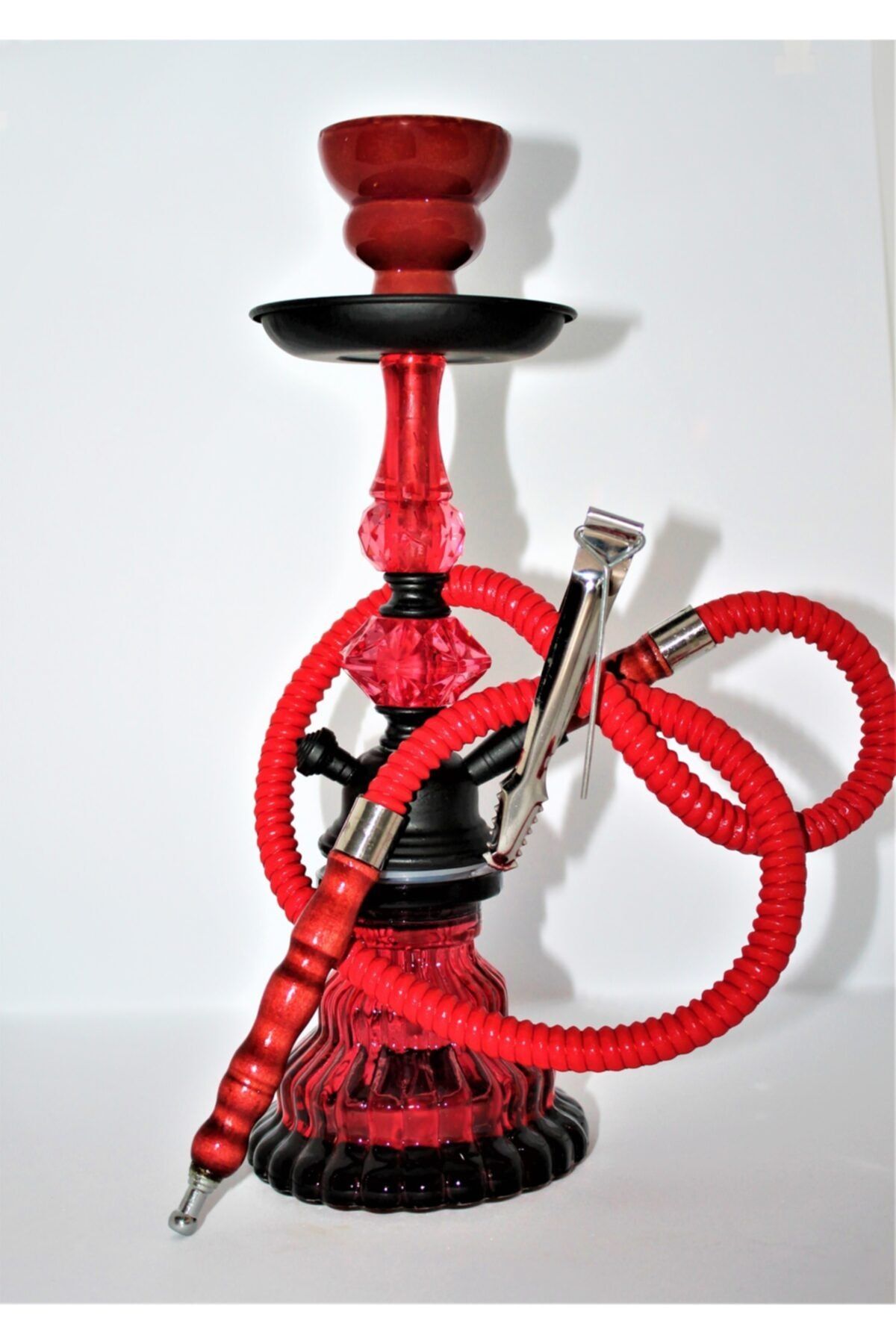 nargilestore Nargile Takımı Masa Üstü Nargile Takımı Küçük Boy Nargile - Kırmızı