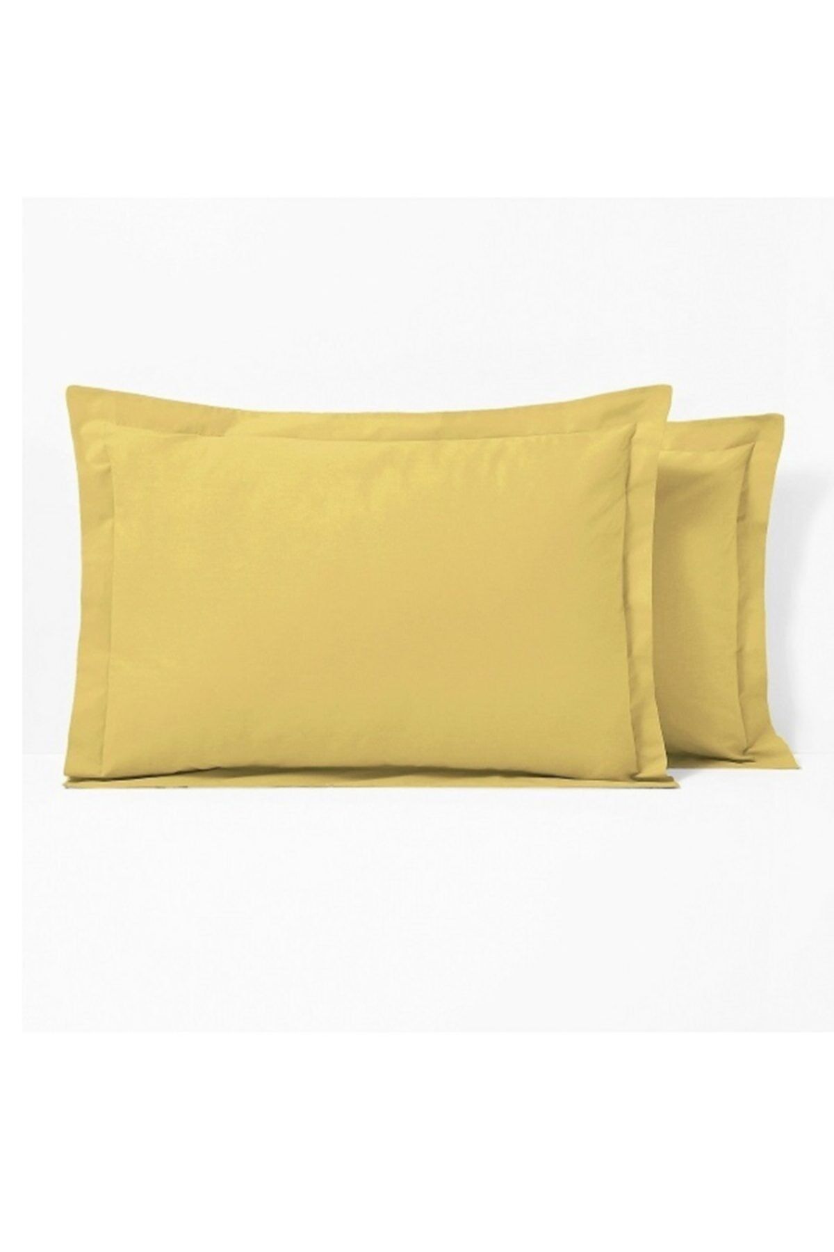 makiteks Maki %100 Pamuklu 2 Adet 50x70 Volanlı Yastık Kılıfı Seti (4 Tarafında +5cm Volan Vardır), Sarı