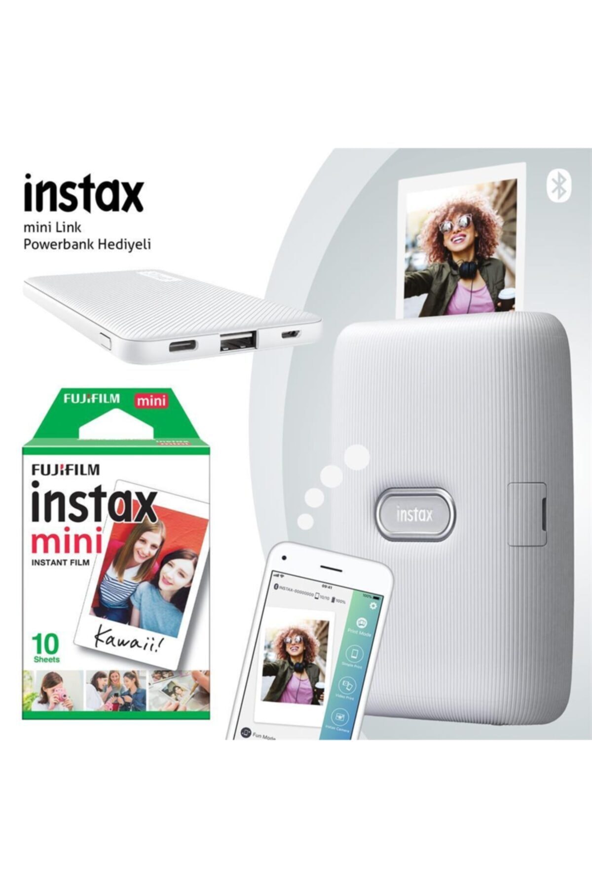 Fujifilm Instax Mini Link Beyaz Akıllı Yazıcı - 10'lu Mini Film Ve Powerbank Hediyeli-fotsı00110-10-p