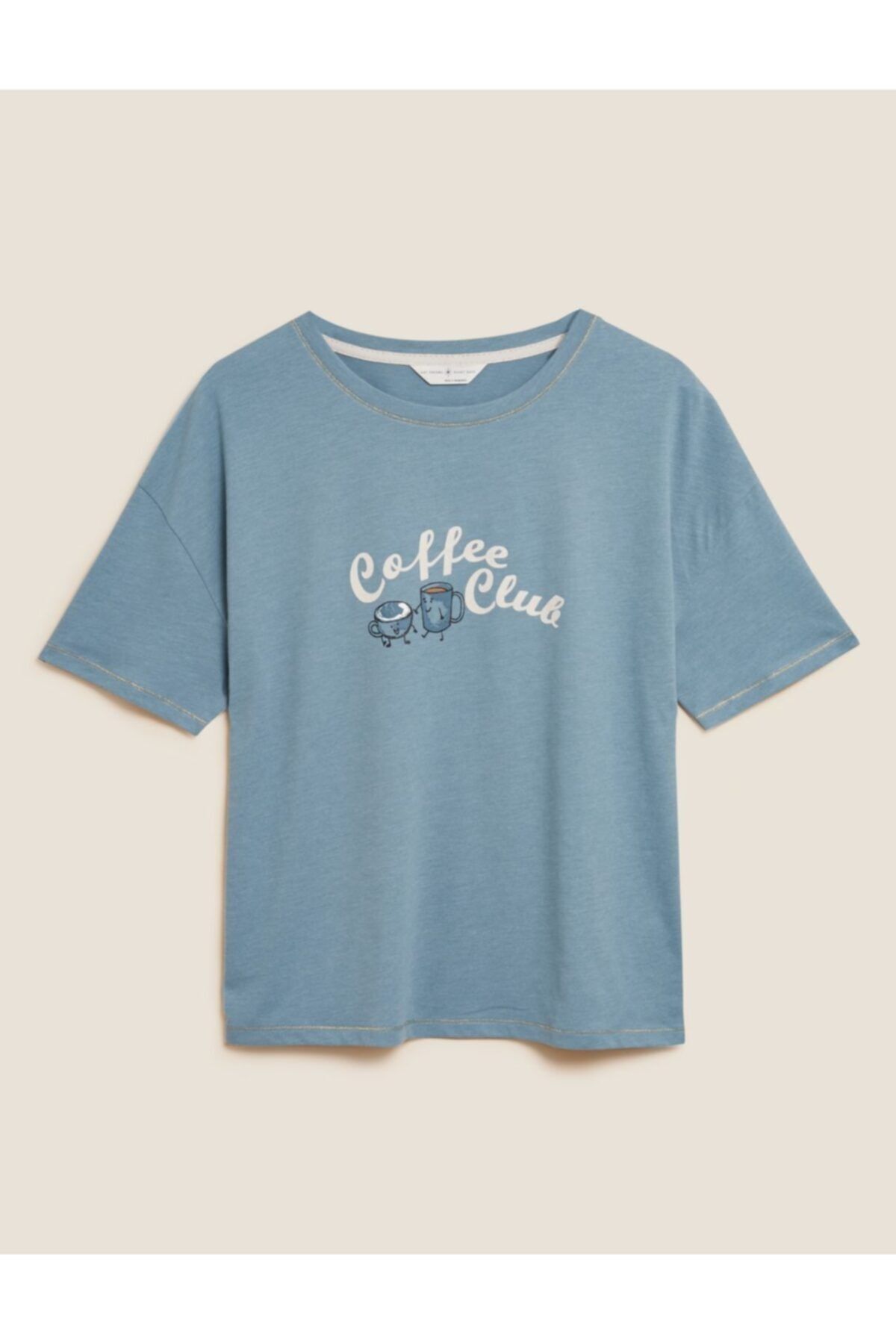 Marks & Spencer Grafik Desenli Kısa Kollu Pijama Üstü