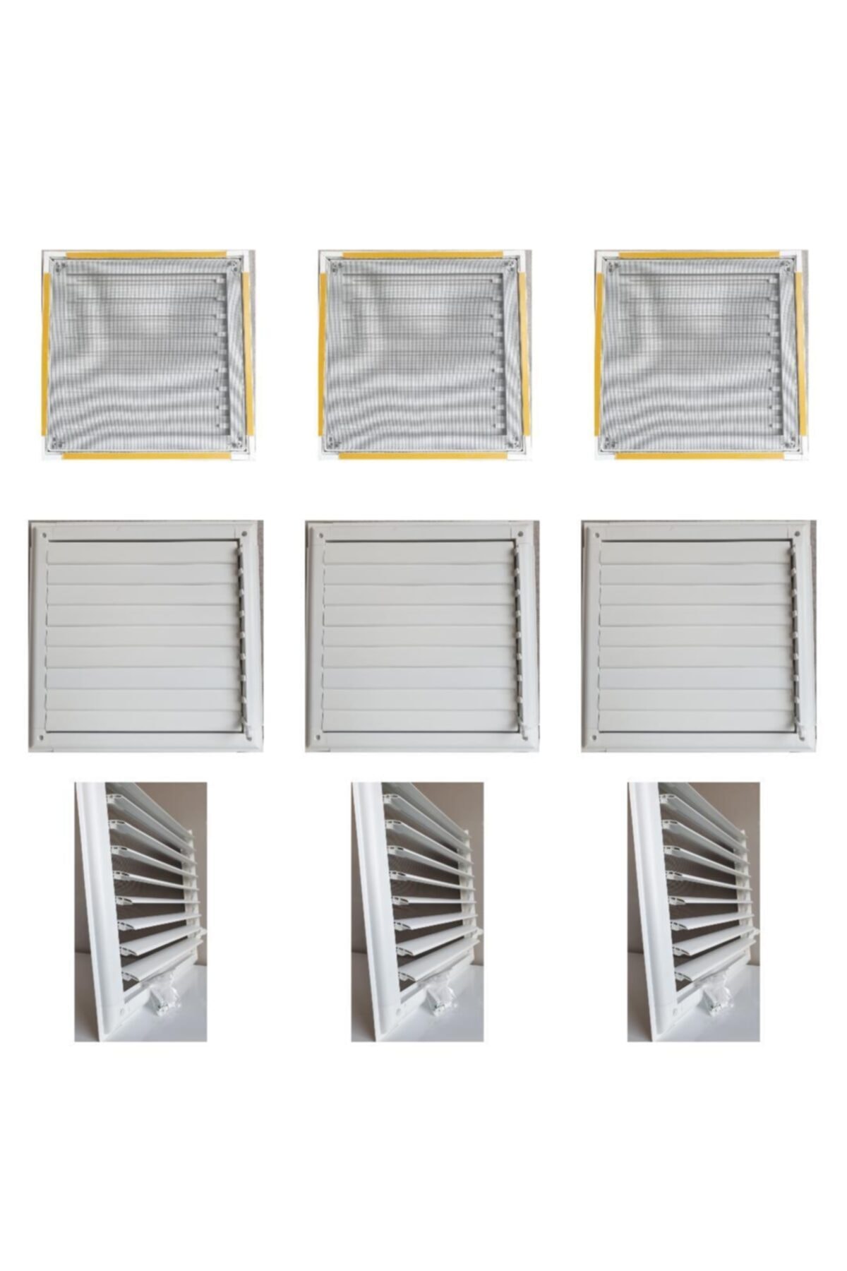 Evpare 80x80cm Pvc Banyo Wc Panjuru Açılır Kapanır Sinek Telli Menfez Pvc Pvc Beyaz Renk Vidalı Panjur Ölçü