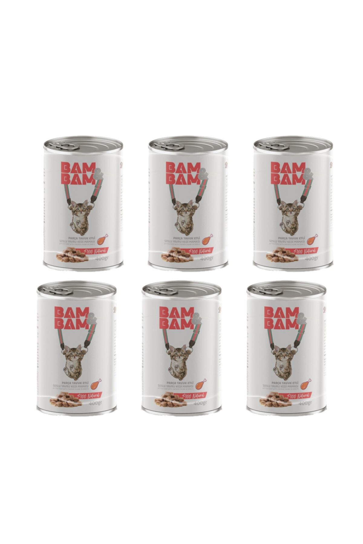 BAM&BAM Bam Bam Tavuklu Yavru Kedi 400 Gr Soslu 6'lı Paket