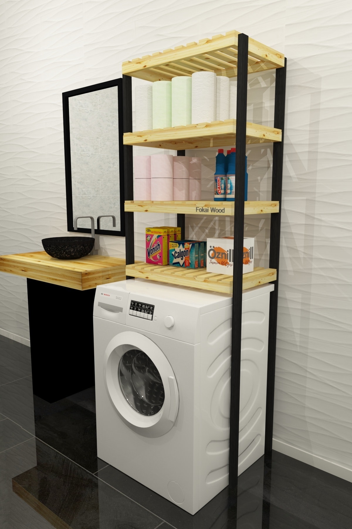 Fokai Wood Qualıty Black Lıght - Banyo Organizeri