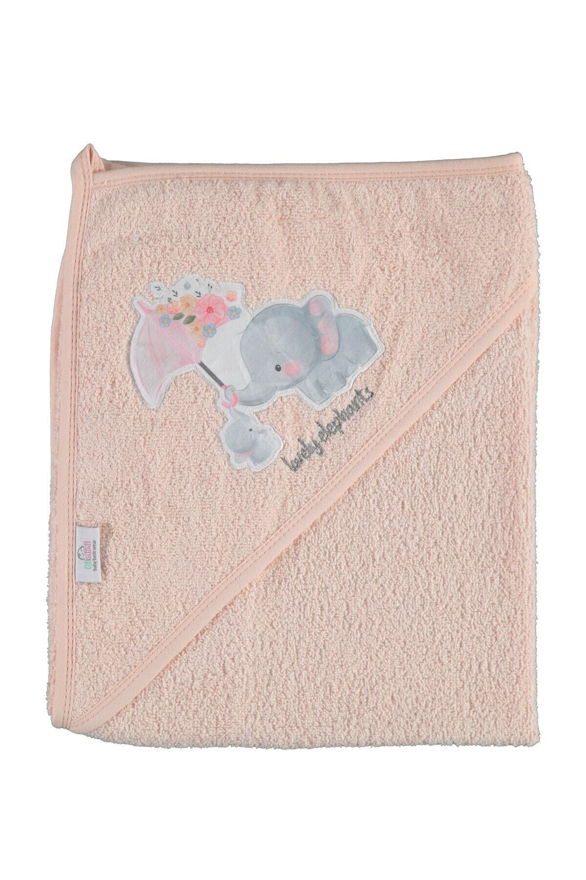 Bimini Kız Bebek Lovely Elephant Banyo Duş Havlusu Silgi Somon
