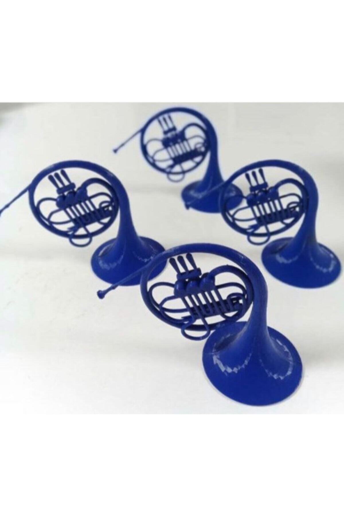 paint3dtasarım Mavi Fransız Kornosu 25 cm +2 Adet Hımym Anahtarlık