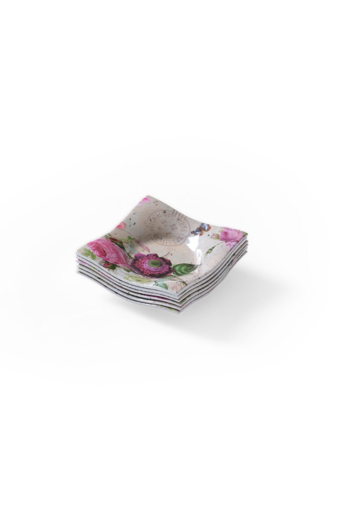 MorzaPazarı Melamin X6 Adet Kare Çerezlik Desenli 9cm (9x9x2cm 144gr)