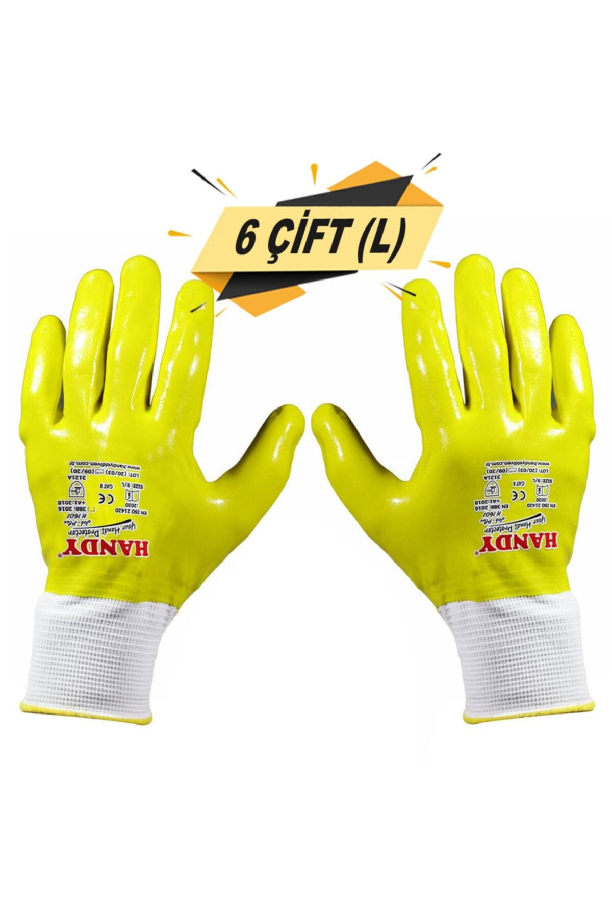 Handy H1601 Nitril Tam Kaplama Iş Eldiveni Sanayi Inşaat Usta Eldiven 9/l (6 ÇİFT)