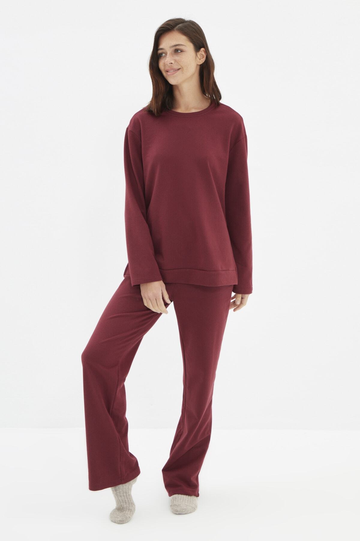 TRENDYOLMİLLA Bordo Örme Pijama Takımı THMAW22PT0642