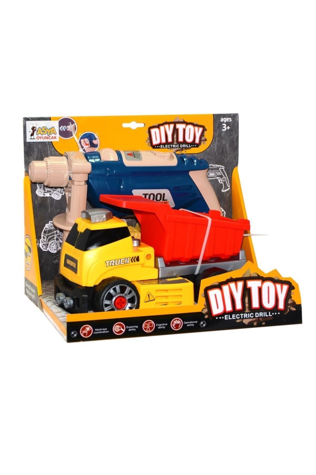 DIYTOY 17737-9901 9902 Asya, Dıy Toy Pilli Matkaplı Sök Tak Inşaat Araçları