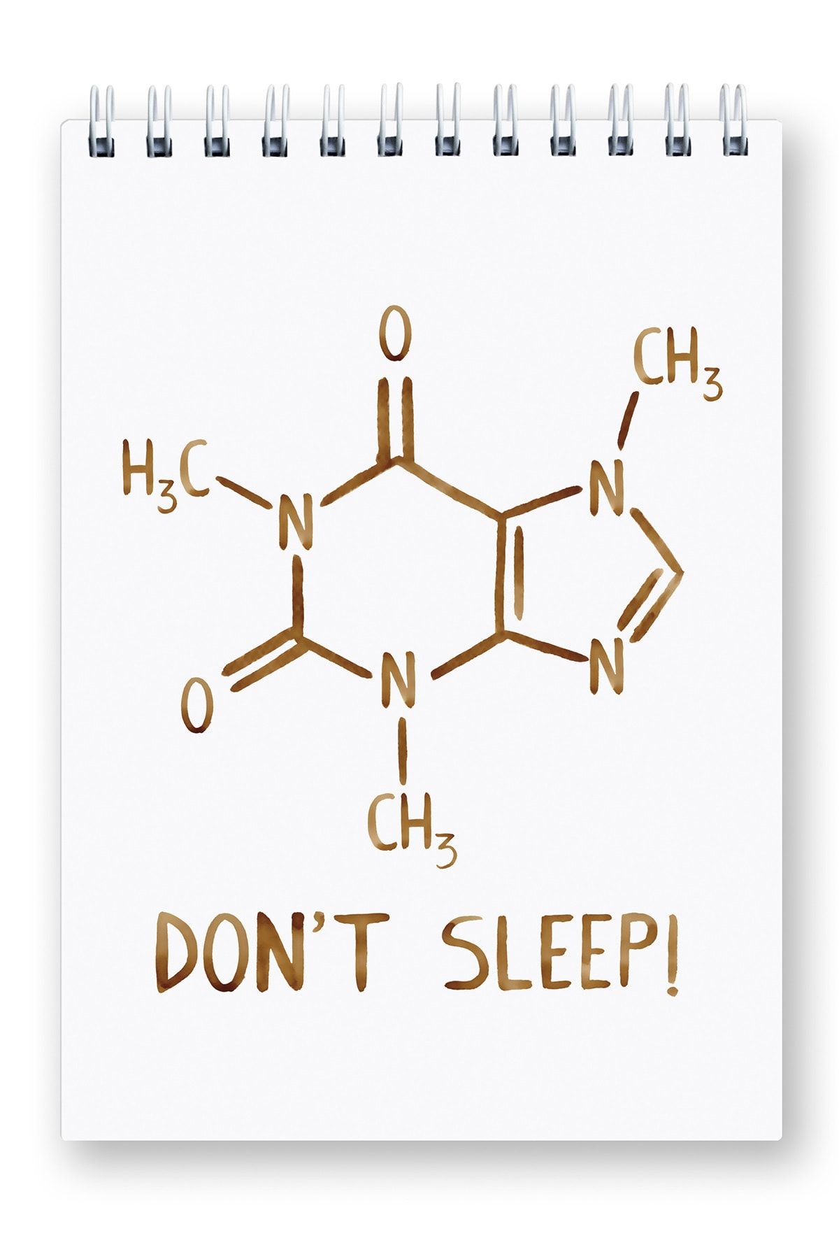 Presstish Caffeine Molecule Tasarım A4 Ebat Üstten Spiralli Sert Kapak Defter (21 X 29,7 CM.)