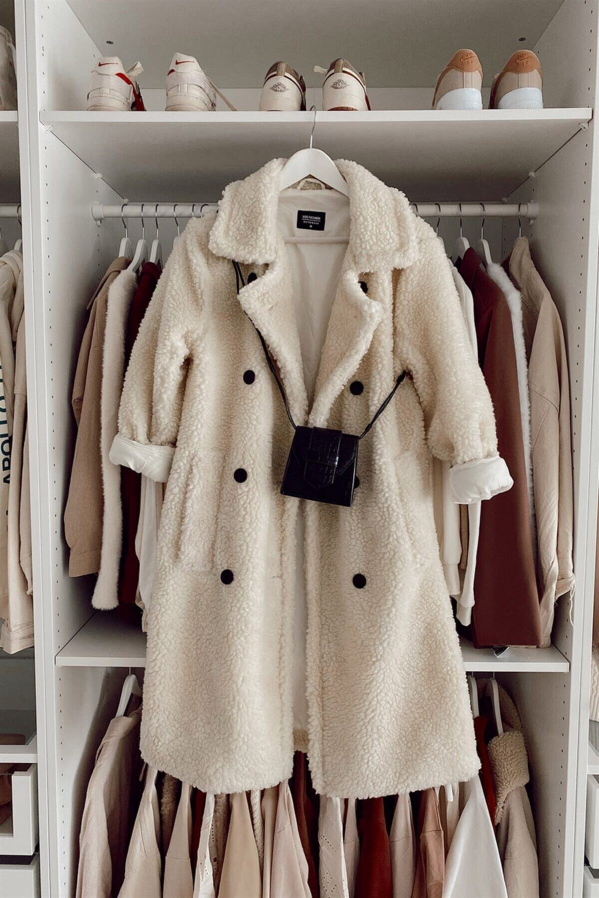 My love butik Kadın Krem Teddy Kaban