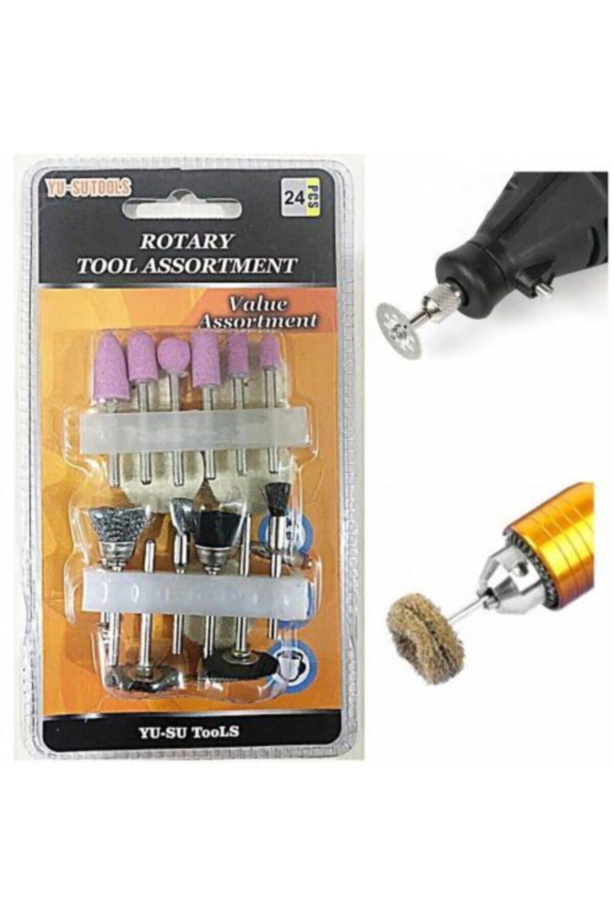 BİTERSE 24 Adet Mini Taşlama Zımparalama Fırçalama Seti Dremel Gravür Set