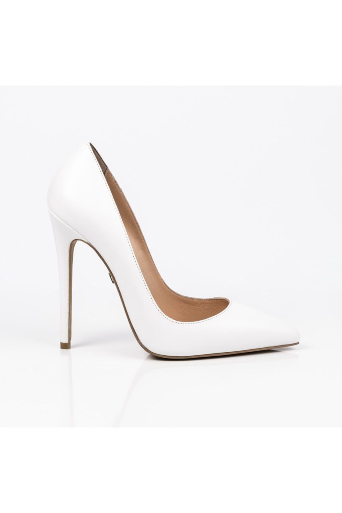 Jabotter Kylie Beyaz Deri 12 Cm Stiletto