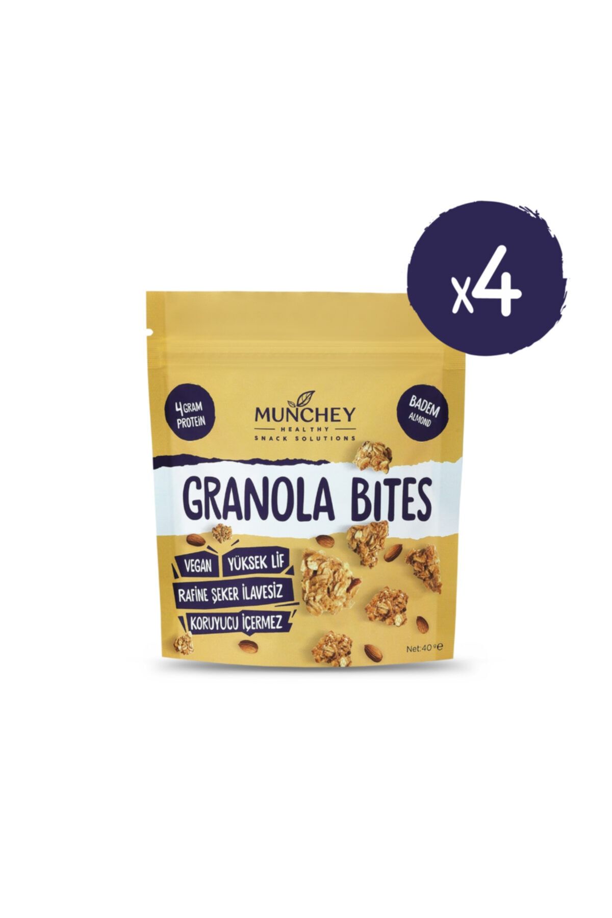 MUNCHEY 4'lü Bademli Granola Bites 160g.