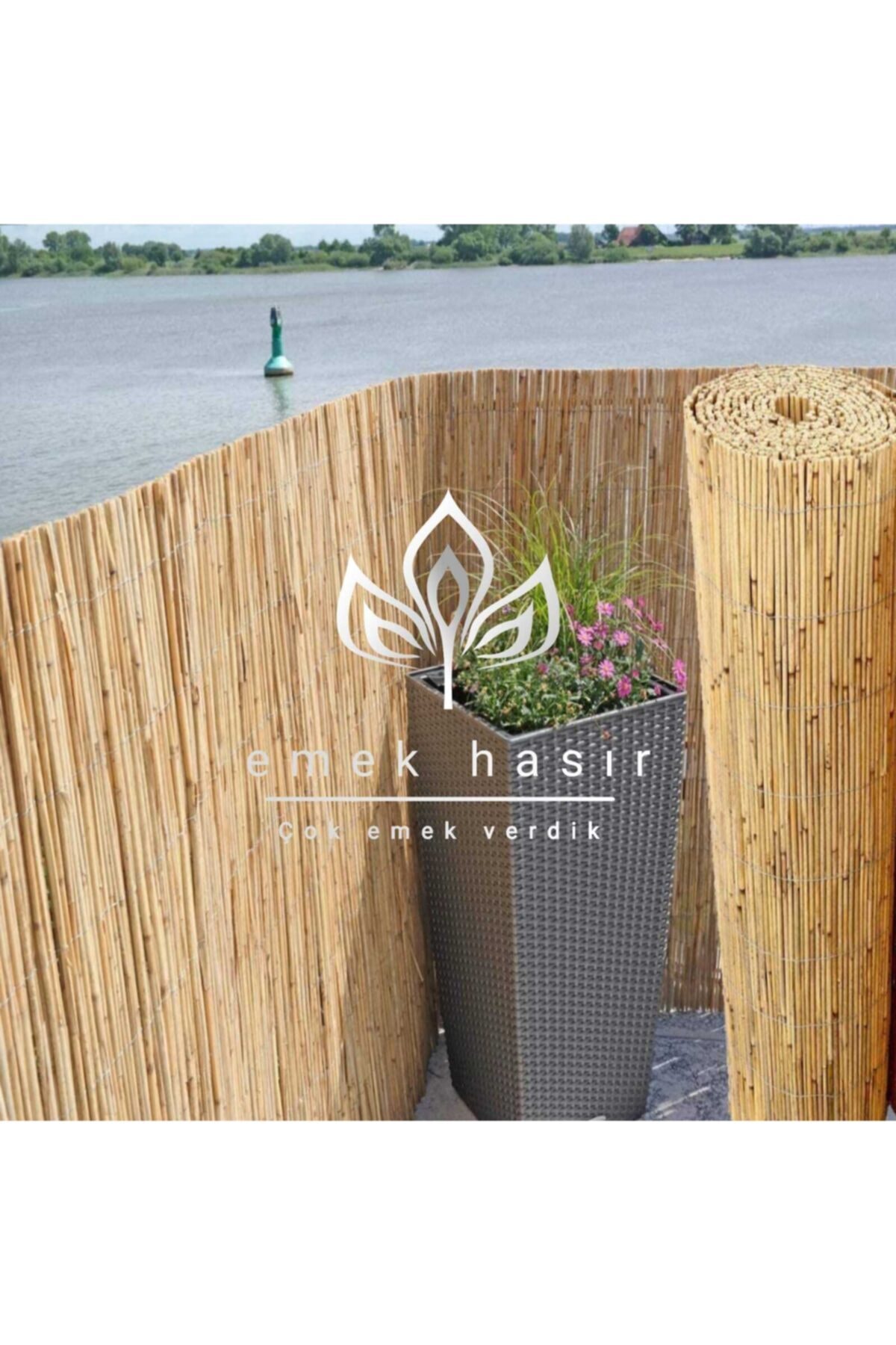 emek hasır Metre Bambu Saz Kamış Hasır Bahçe Çiti 50cm X 5 Gölgelik Balkon Çiti