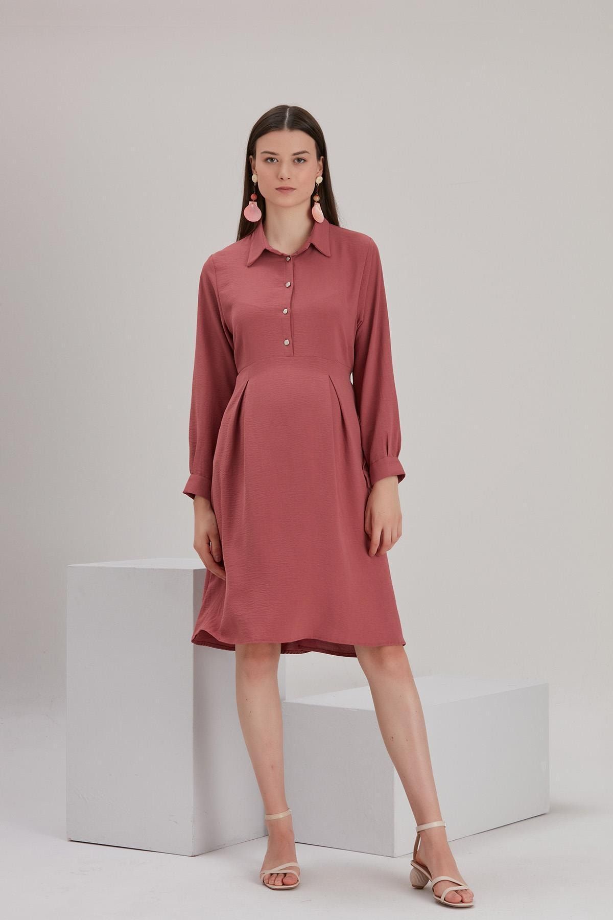 Işşıl 4492-polo Yaka Emzirme Detay Hamile Tunik-elbise