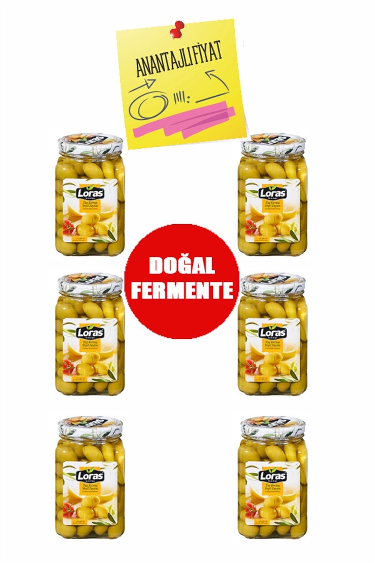 loras zeytin Loras Kırma Kalamata Yeşil Zeytin 900 Grx6 Adet