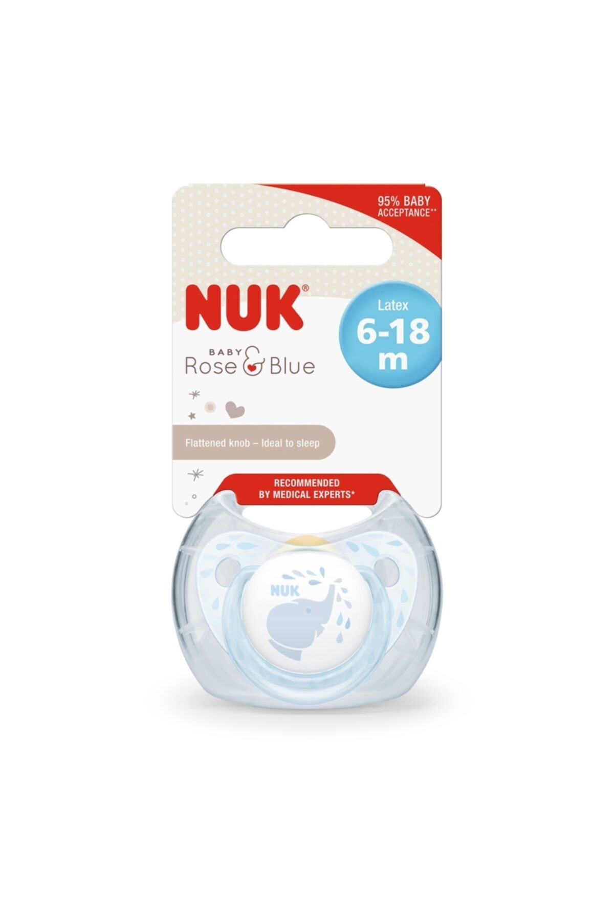 Nuk Kauçuk Emzik Baby Blue 6-18 Ay Tekli Asortili