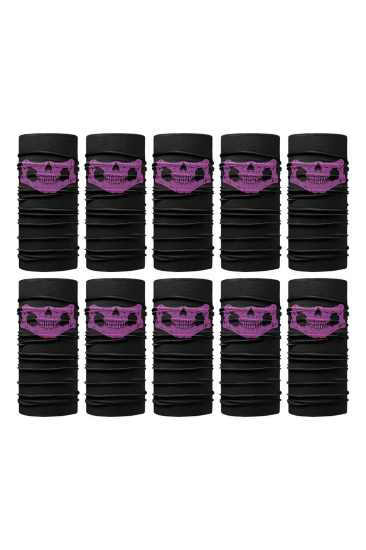 Knmaster Purple Danger Buff Bandana Boyunluk Maske Saç Bandı 10'lu Paket
