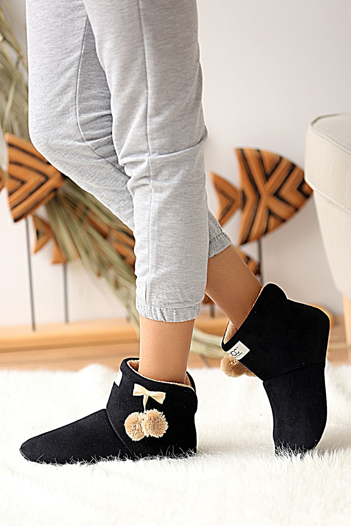 Ege's Shoes Unisex Siyah Panduf