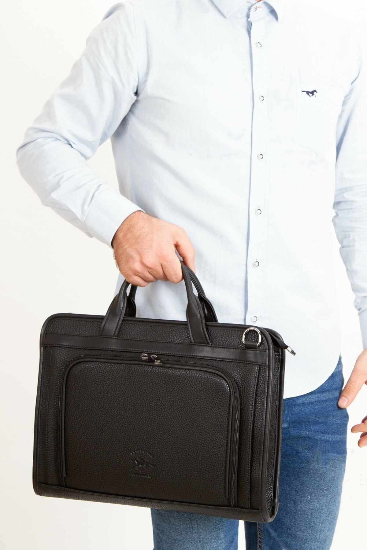 Newish Polo Siyah Cok Gözlü El Ve Omuz Çantası (39x29cm)(evrak,laptop,notebook)