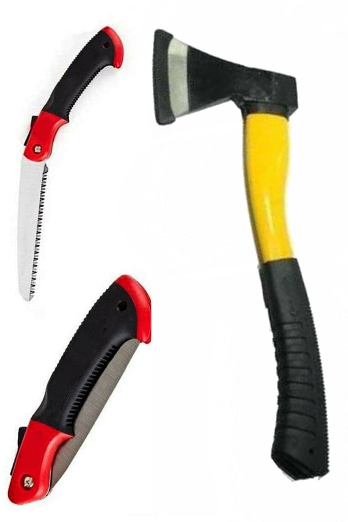 COMBAT Fiber Saplı Balta Ve Katlanabilir Mandallı Cep Testeresi 2'li Set