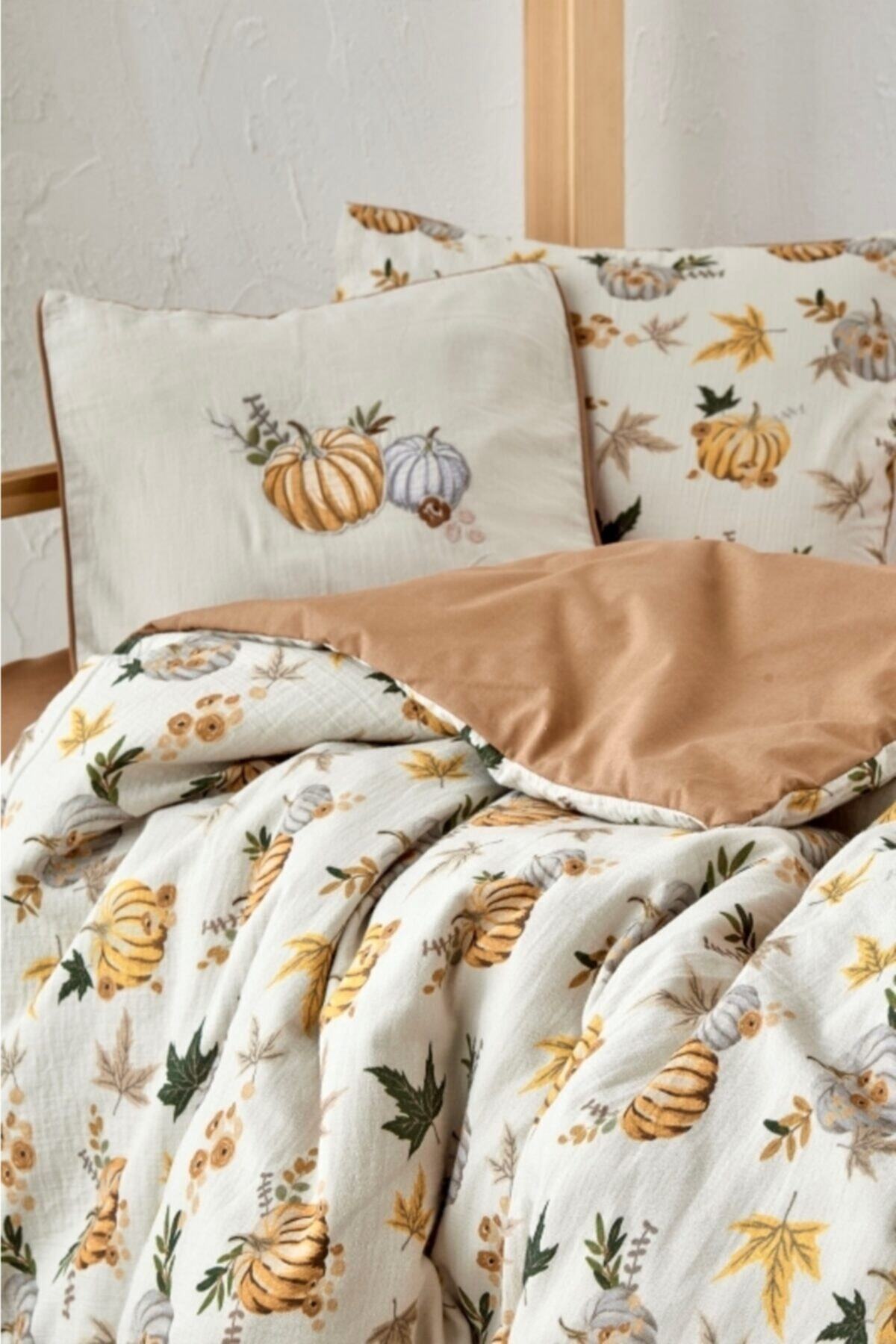 Ecocotton %100 Organik Pamuk Pumpkin Bebek Nevresim Seti Bej 100*150