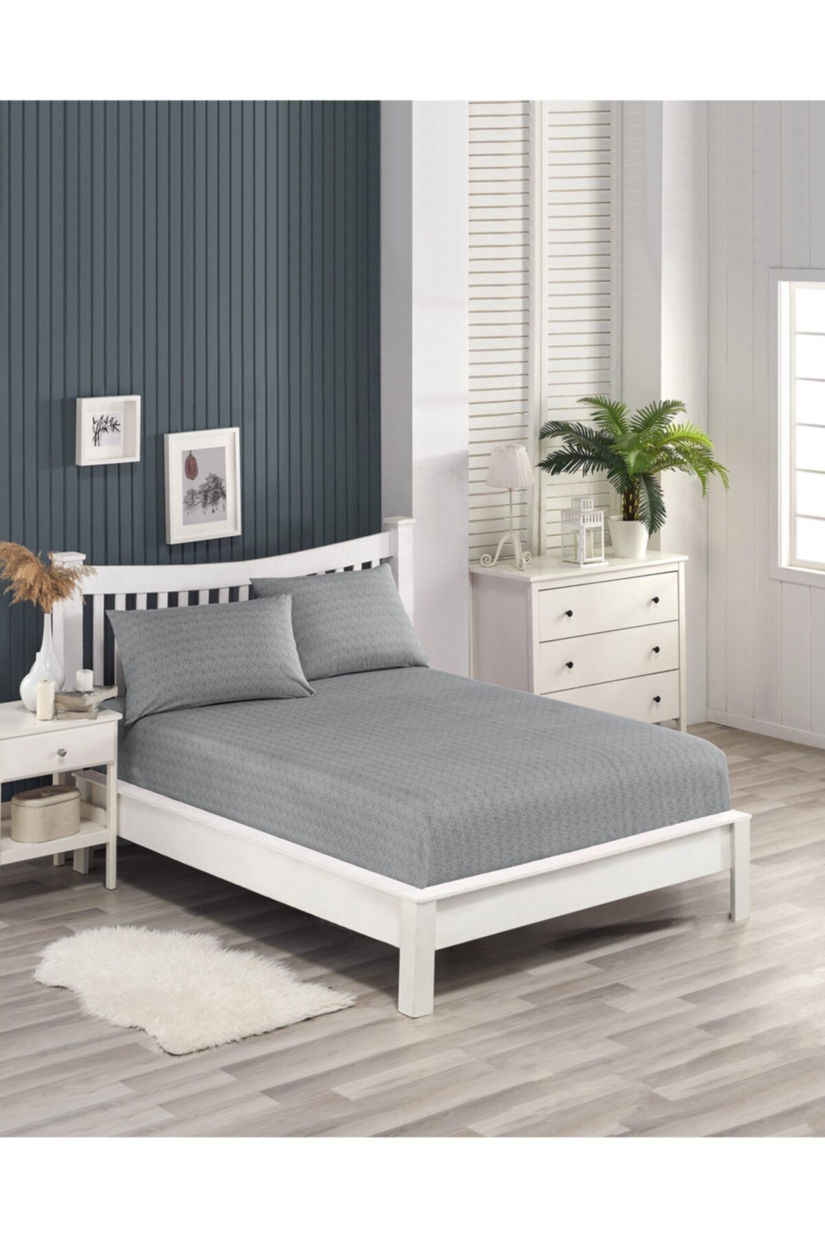 EVORHOME Çarşaf Takımı Çift Kişilik Gri 180x200cm