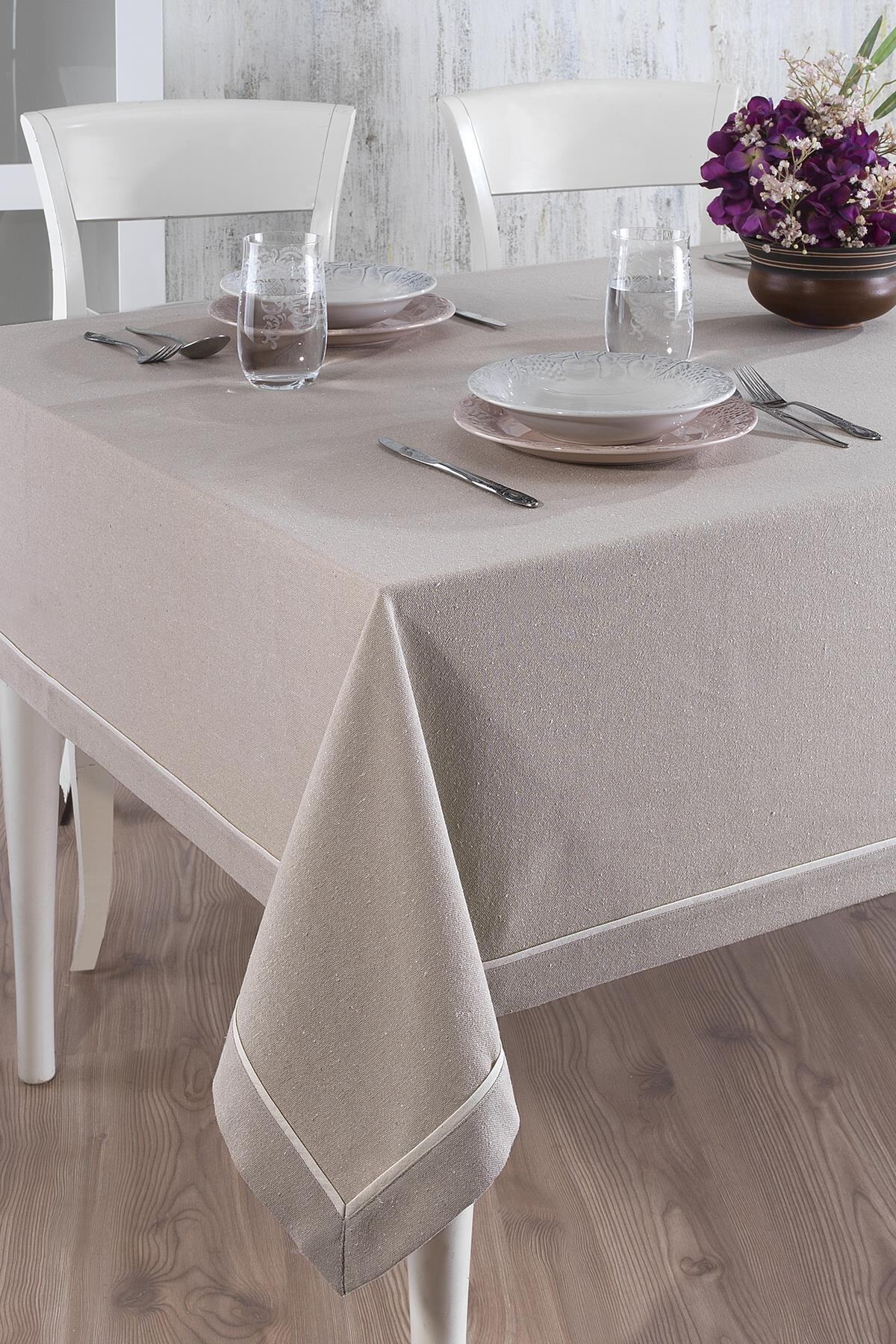 ÖDEL HOME Kalın Buldan Keteni Biyeli Masa Örtüsü