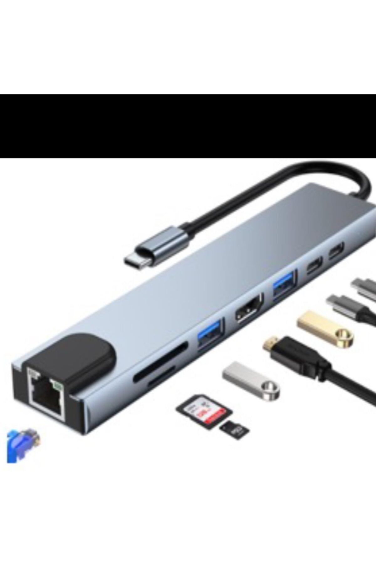 SCHTOK Type-c To Usb A 3.0 4k Hdmı Ethernet Sd/tf Lan Portlu Çoklayıcı Hub Aluminyum Kasa Çevirici