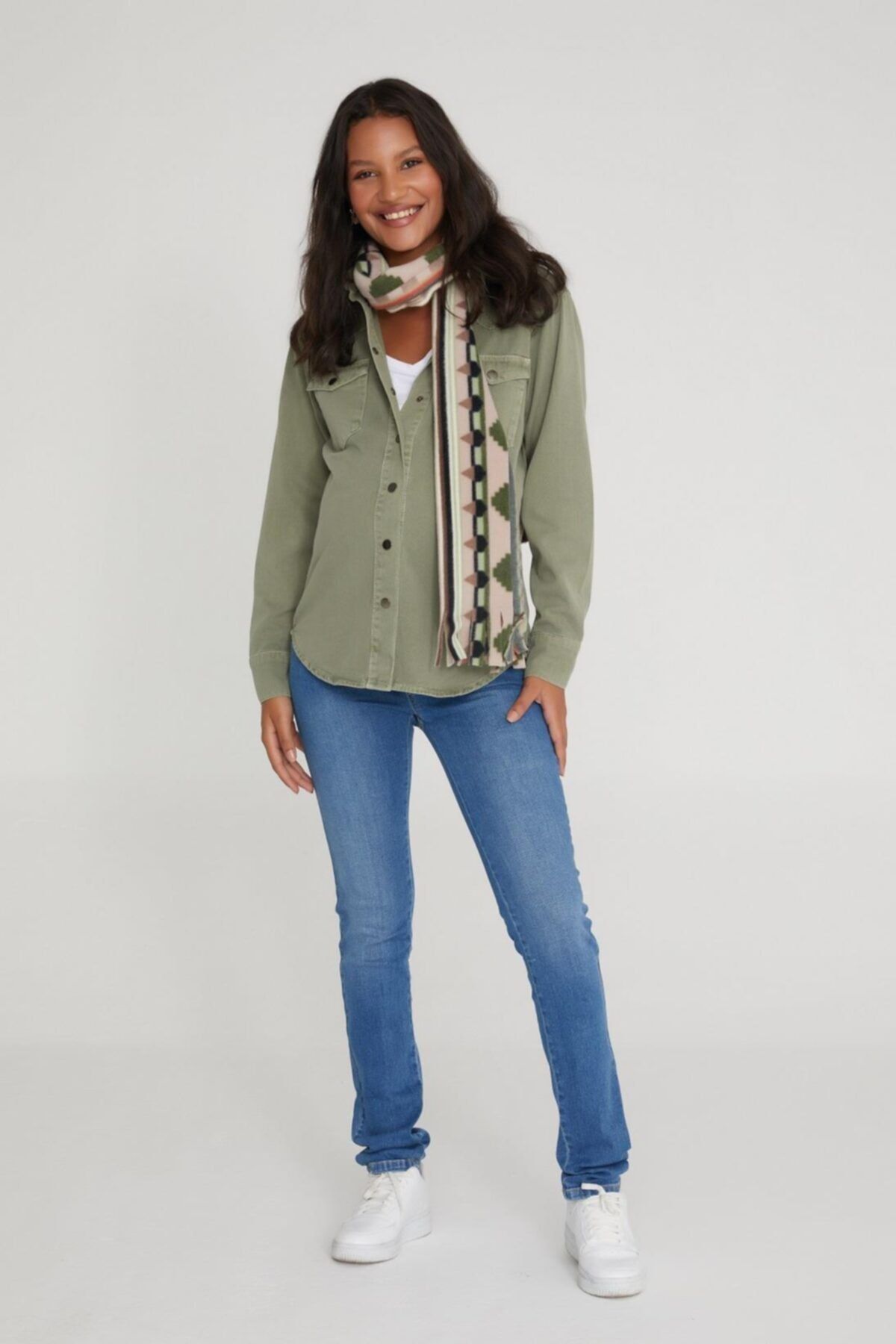VAVIEN Loose Fit Haki Gömlek 1042