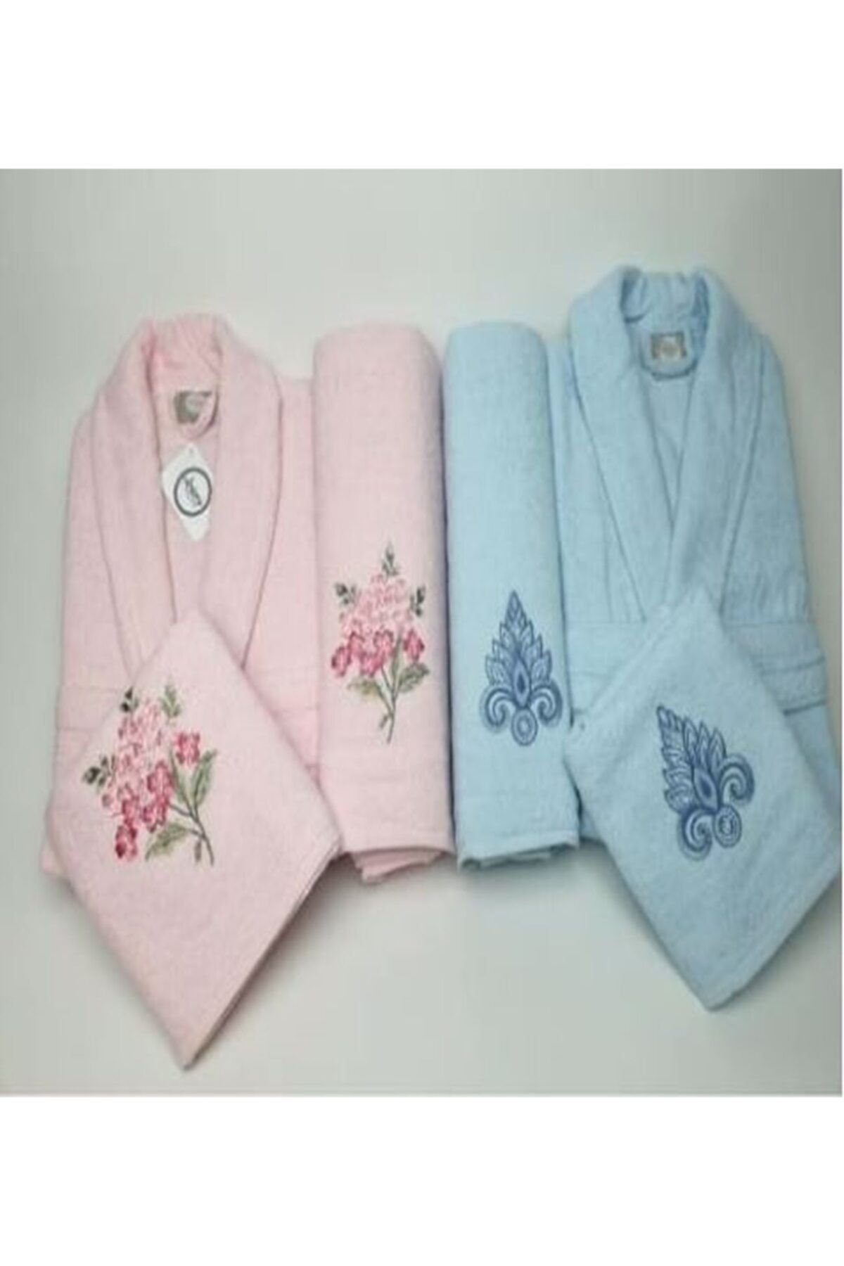 ARDORA HOME Ardora Bukle Aile Bornoz Takımı Pembe Mavi
