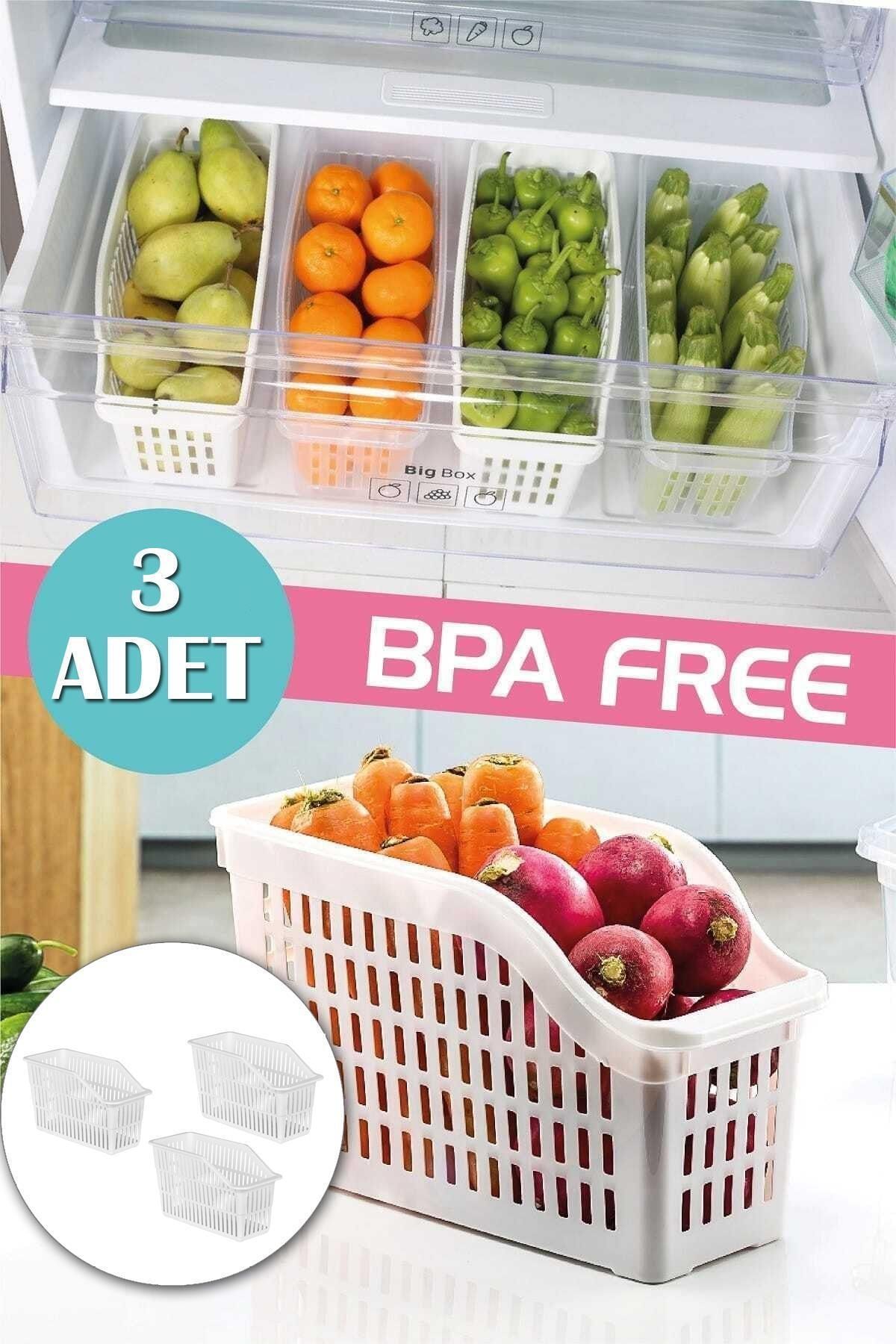 Hayveys 3'lü Buzdolabı Raf Düzenleyici Yiyecek Içecek Organizeri Seti 4,3 Lt